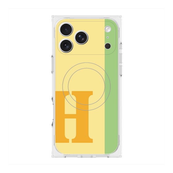 プレミアムスクエアケース with MagSafe［ オリジナル - initial color line - H yellow ］