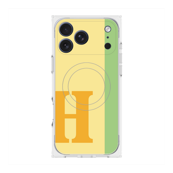 プレミアムスクエアケース with MagSafe［ オリジナル - initial color line - H yellow ］
