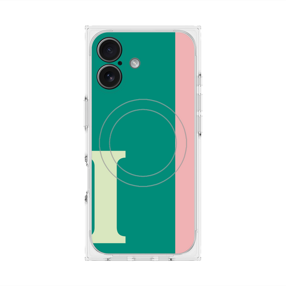 プレミアムスクエアケース with MagSafe［ オリジナル - initial color line - I green ］