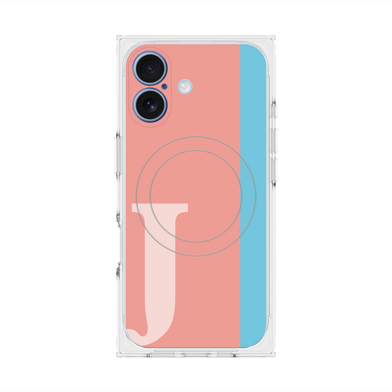 プレミアムスクエアケース with MagSafe［ オリジナル - initial color line - J pink ］