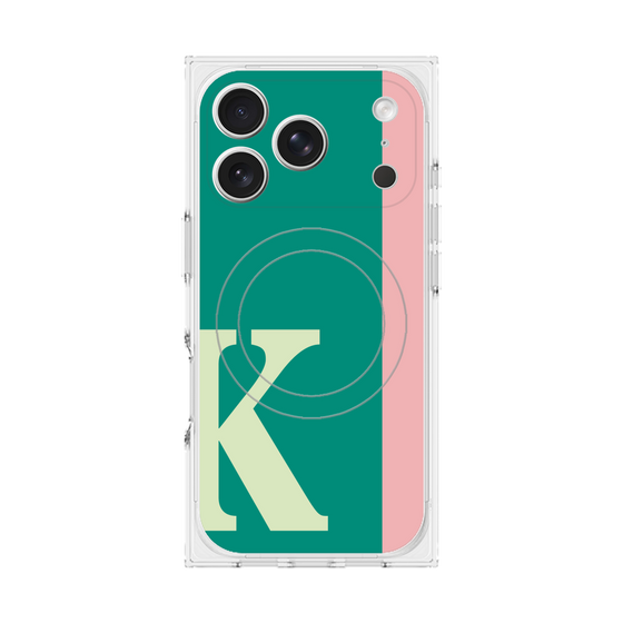 プレミアムスクエアケース with MagSafe［ オリジナル - initial color line - K green ］