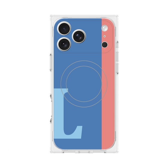 プレミアムスクエアケース with MagSafe［ オリジナル - initial color line - L blue ］