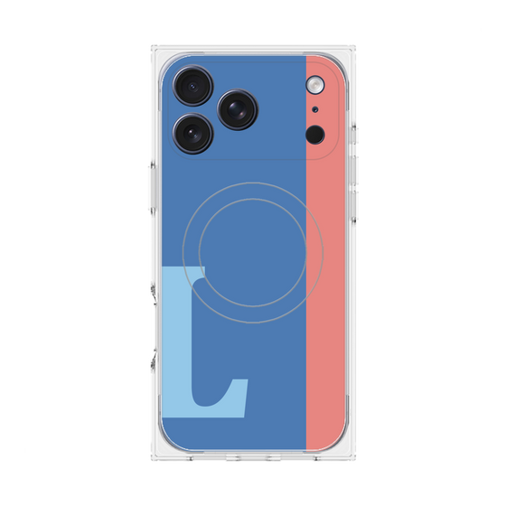 プレミアムスクエアケース with MagSafe［ オリジナル - initial color line - L blue ］