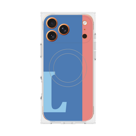 プレミアムスクエアケース with MagSafe［ オリジナル - initial color line - L blue ］