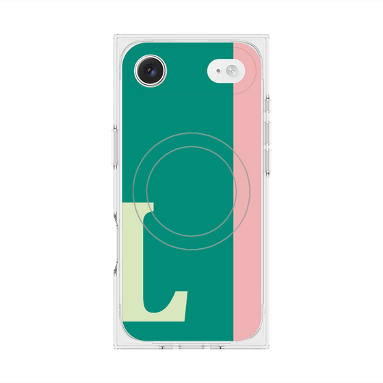 プレミアムスクエアケース with MagSafe［ オリジナル - initial color line - L green ］