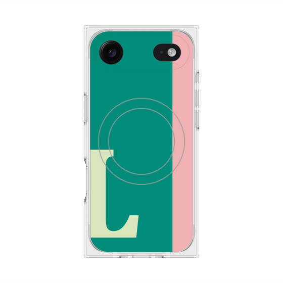 プレミアムスクエアケース with MagSafe［ オリジナル - initial color line - L green ］