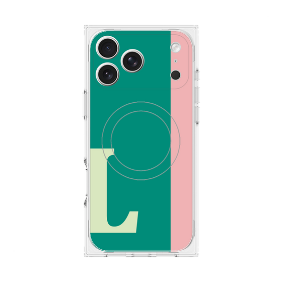 プレミアムスクエアケース with MagSafe［ オリジナル - initial color line - L green ］