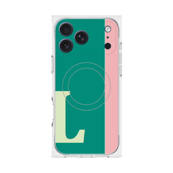 プレミアムスクエアケース with MagSafe［ オリジナル - initial color line - L green ］
