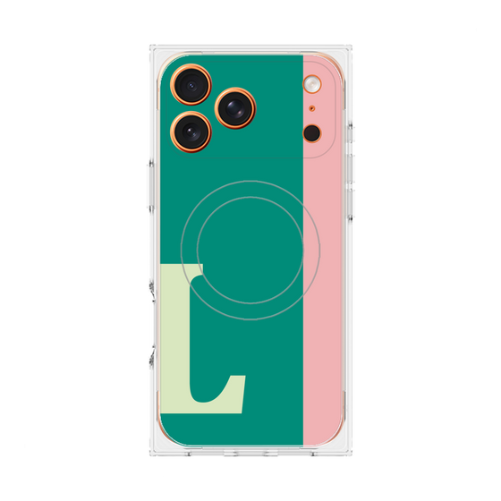 プレミアムスクエアケース with MagSafe［ オリジナル - initial color line - L green ］
