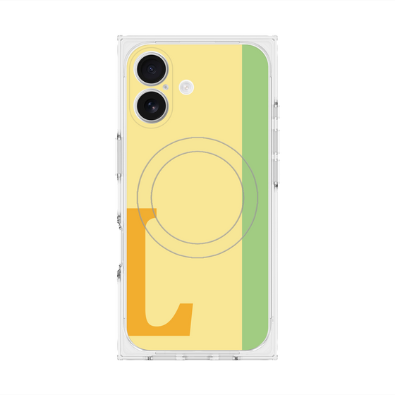 プレミアムスクエアケース with MagSafe［ オリジナル - initial color line - L yellow ］