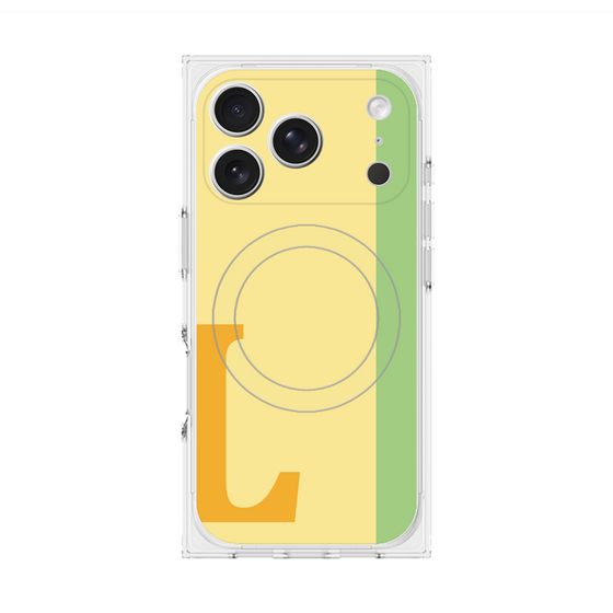 プレミアムスクエアケース with MagSafe［ オリジナル - initial color line - L yellow ］