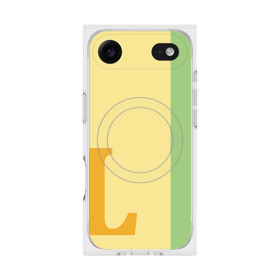 プレミアムスクエアケース with MagSafe［ オリジナル - initial color line - L yellow ］