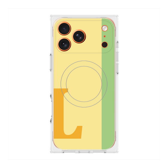プレミアムスクエアケース with MagSafe［ オリジナル - initial color line - L yellow ］