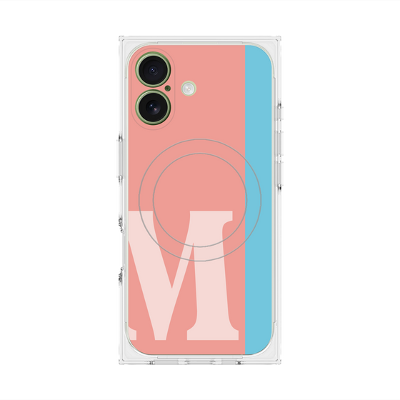 プレミアムスクエアケース with MagSafe［ オリジナル - initial color line - M pink ］