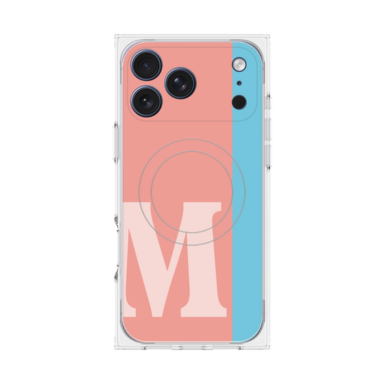 プレミアムスクエアケース with MagSafe［ オリジナル - initial color line - M pink ］