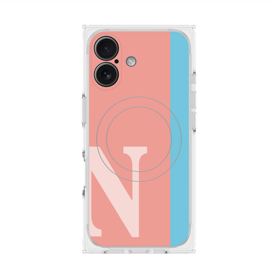 プレミアムスクエアケース with MagSafe［ オリジナル - initial color line - N pink ］