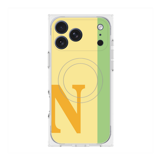 プレミアムスクエアケース with MagSafe［ オリジナル - initial color line - N yellow ］