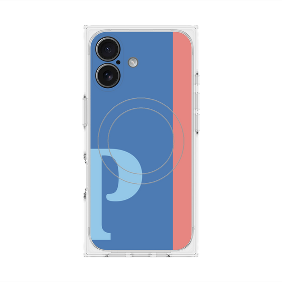 プレミアムスクエアケース with MagSafe［ オリジナル - initial color line - P blue ］