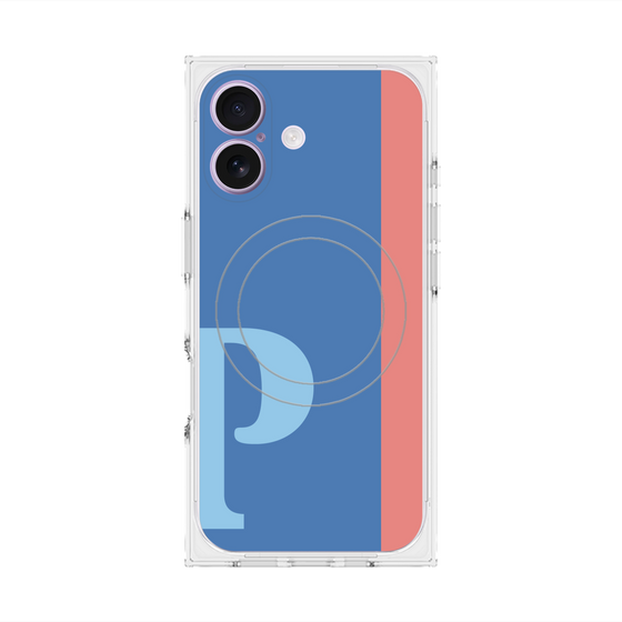 プレミアムスクエアケース with MagSafe［ オリジナル - initial color line - P blue ］