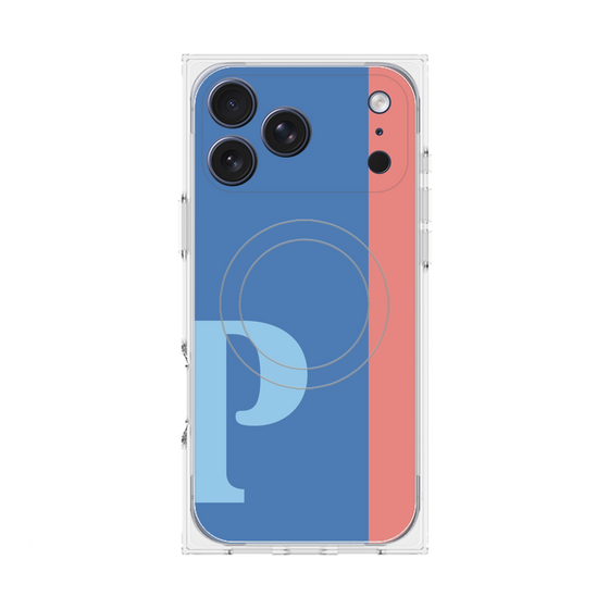 プレミアムスクエアケース with MagSafe［ オリジナル - initial color line - P blue ］