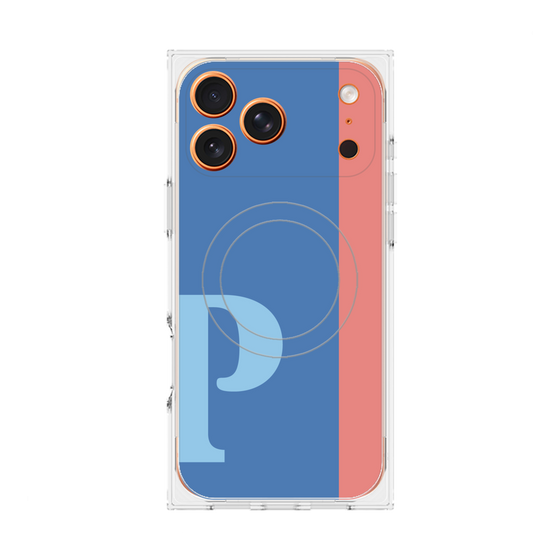 プレミアムスクエアケース with MagSafe［ オリジナル - initial color line - P blue ］
