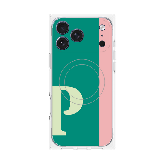 プレミアムスクエアケース with MagSafe［ オリジナル - initial color line - P green ］