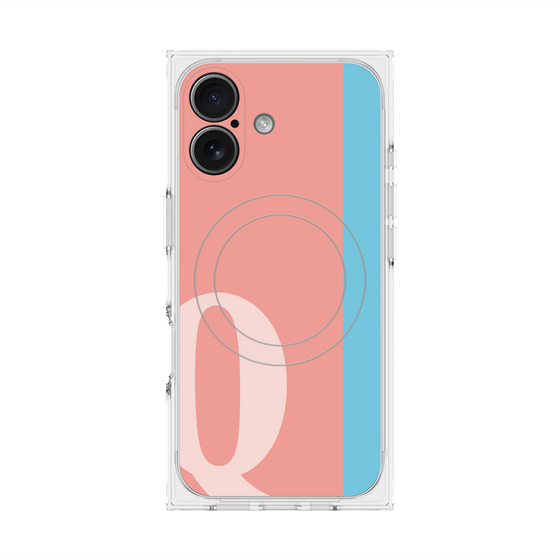 プレミアムスクエアケース with MagSafe［ オリジナル - initial color line - Q pink ］