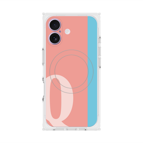 プレミアムスクエアケース with MagSafe［ オリジナル - initial color line - Q pink ］