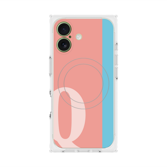 プレミアムスクエアケース with MagSafe［ オリジナル - initial color line - Q pink ］