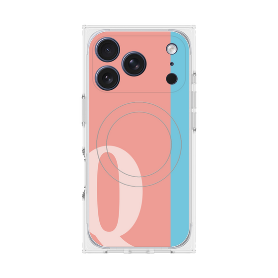 プレミアムスクエアケース with MagSafe［ オリジナル - initial color line - Q pink ］