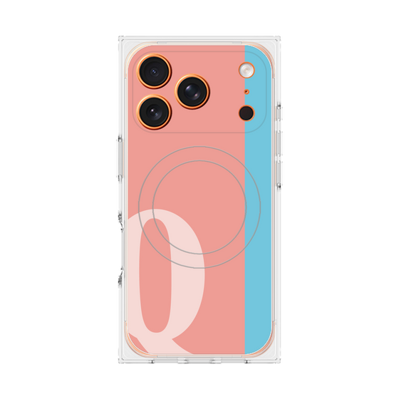 プレミアムスクエアケース with MagSafe［ オリジナル - initial color line - Q pink ］