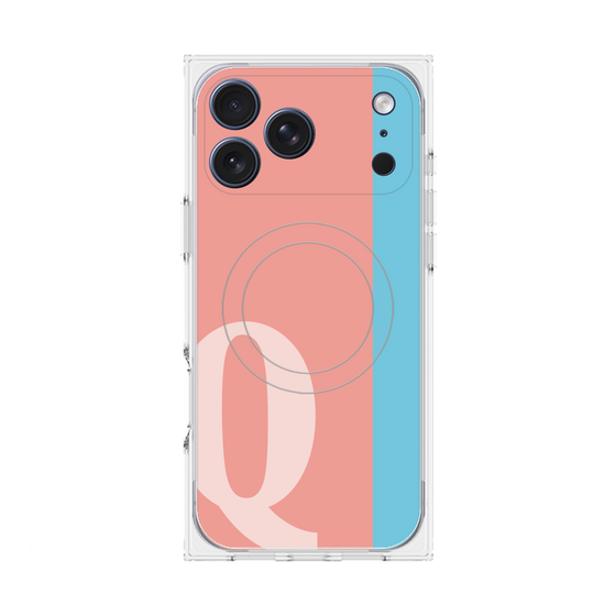 プレミアムスクエアケース with MagSafe［ オリジナル - initial color line - Q pink ］