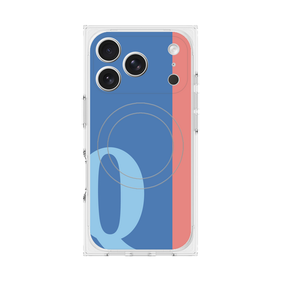 プレミアムスクエアケース with MagSafe［ オリジナル - initial color line - Q blue ］