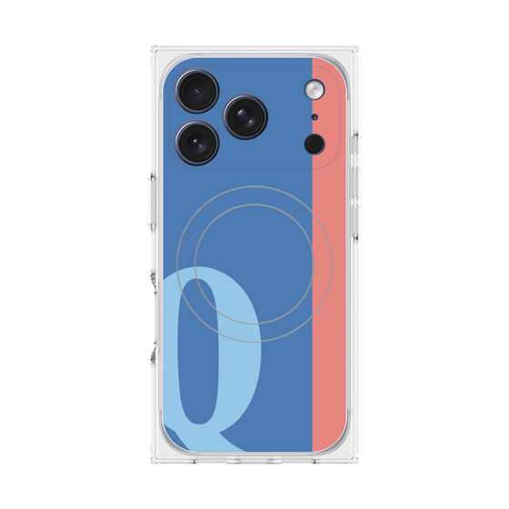 プレミアムスクエアケース with MagSafe［ オリジナル - initial color line - Q blue ］