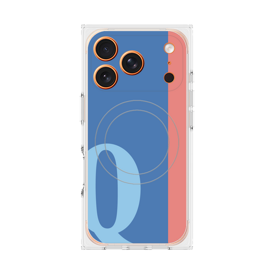 プレミアムスクエアケース with MagSafe［ オリジナル - initial color line - Q blue ］