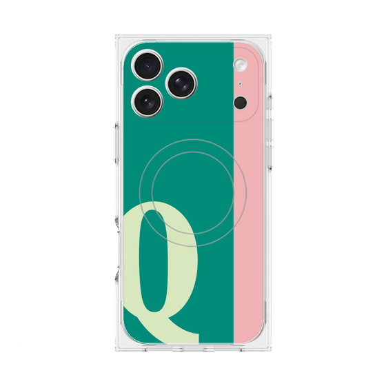 プレミアムスクエアケース with MagSafe［ オリジナル - initial color line - Q green ］