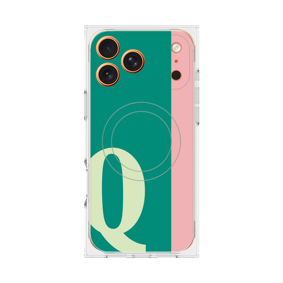 プレミアムスクエアケース with MagSafe［ オリジナル - initial color line - Q green ］