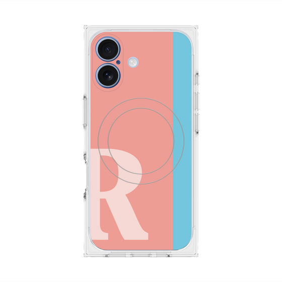 プレミアムスクエアケース with MagSafe［ オリジナル - initial color line - R pink ］