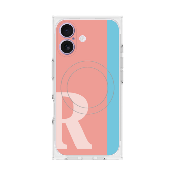 プレミアムスクエアケース with MagSafe［ オリジナル - initial color line - R pink ］