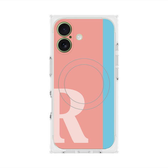 プレミアムスクエアケース with MagSafe［ オリジナル - initial color line - R pink ］