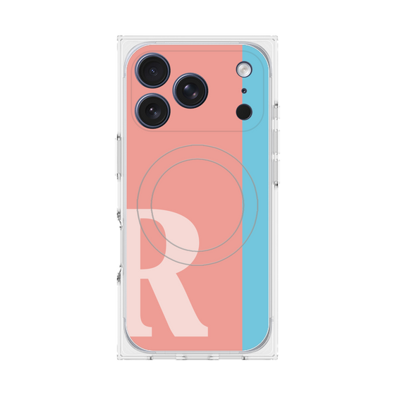 プレミアムスクエアケース with MagSafe［ オリジナル - initial color line - R pink ］
