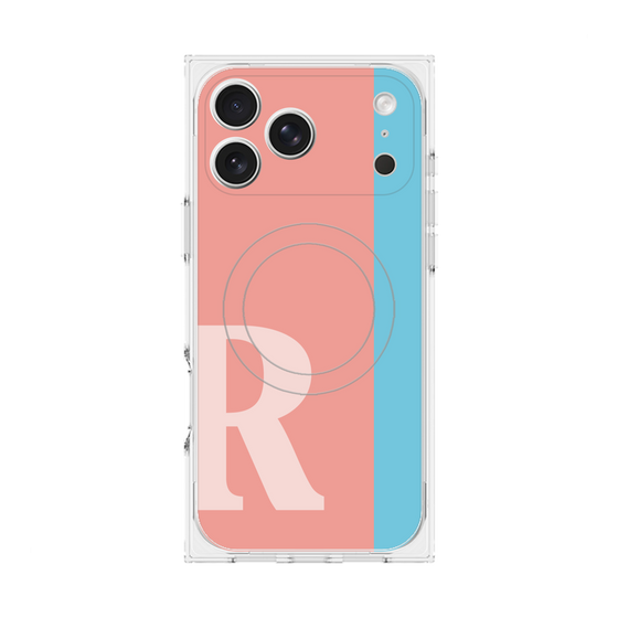 プレミアムスクエアケース with MagSafe［ オリジナル - initial color line - R pink ］