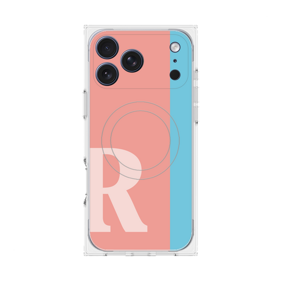 プレミアムスクエアケース with MagSafe［ オリジナル - initial color line - R pink ］