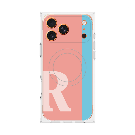 プレミアムスクエアケース with MagSafe［ オリジナル - initial color line - R pink ］