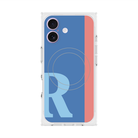 プレミアムスクエアケース with MagSafe［ オリジナル - initial color line - R blue ］