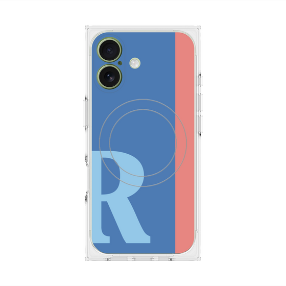 プレミアムスクエアケース with MagSafe［ オリジナル - initial color line - R blue ］