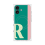 プレミアムスクエアケース with MagSafe［ オリジナル - initial color line - R green ］