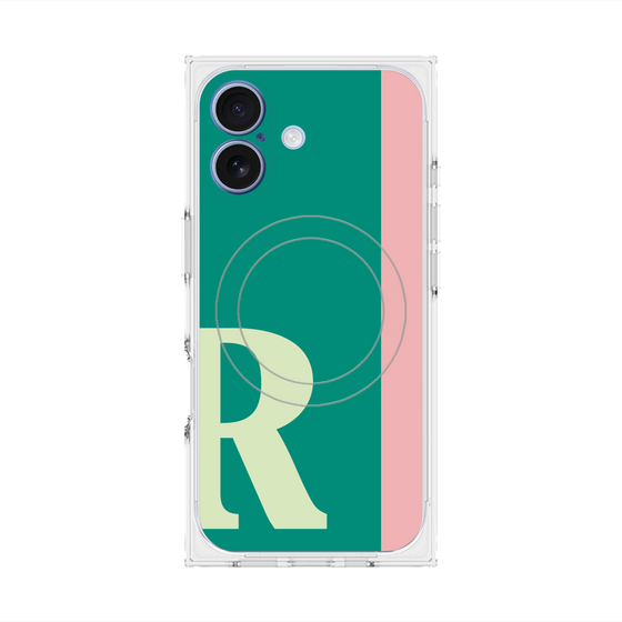 プレミアムスクエアケース with MagSafe［ オリジナル - initial color line - R green ］
