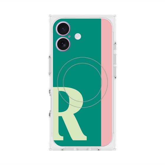 プレミアムスクエアケース with MagSafe［ オリジナル - initial color line - R green ］