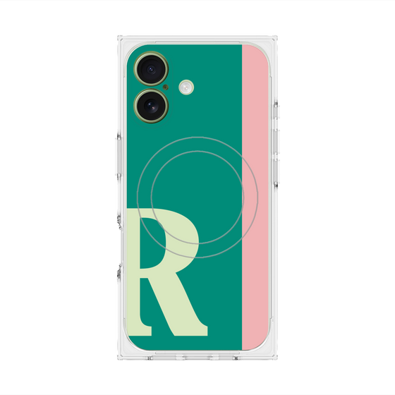 プレミアムスクエアケース with MagSafe［ オリジナル - initial color line - R green ］